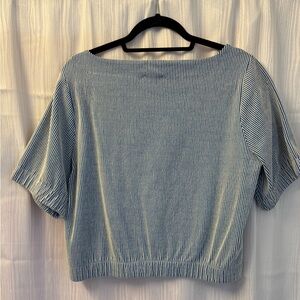 J. Crew Blue Puff Sleeve Boxy Blouse